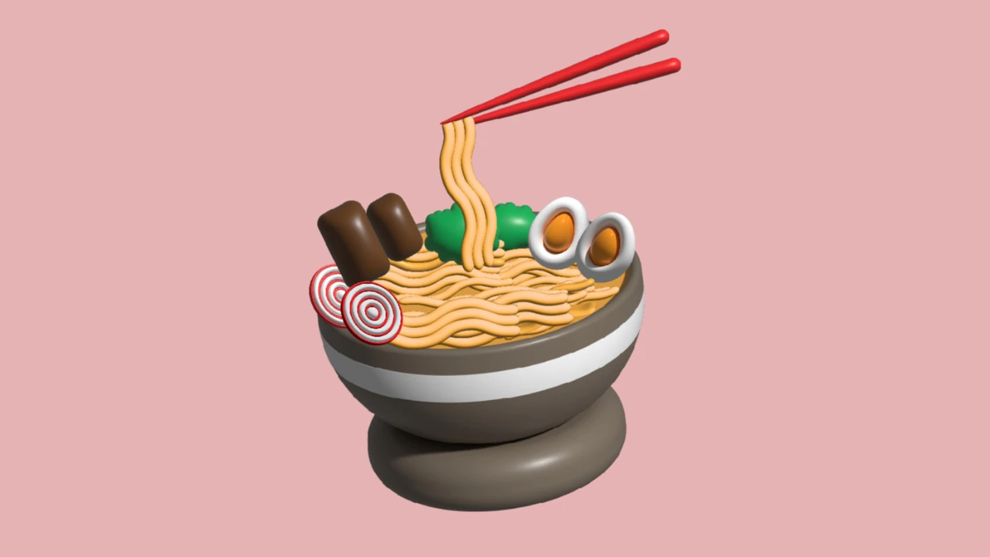 Üç boyutlu ramen kasesi illüstrasyonu