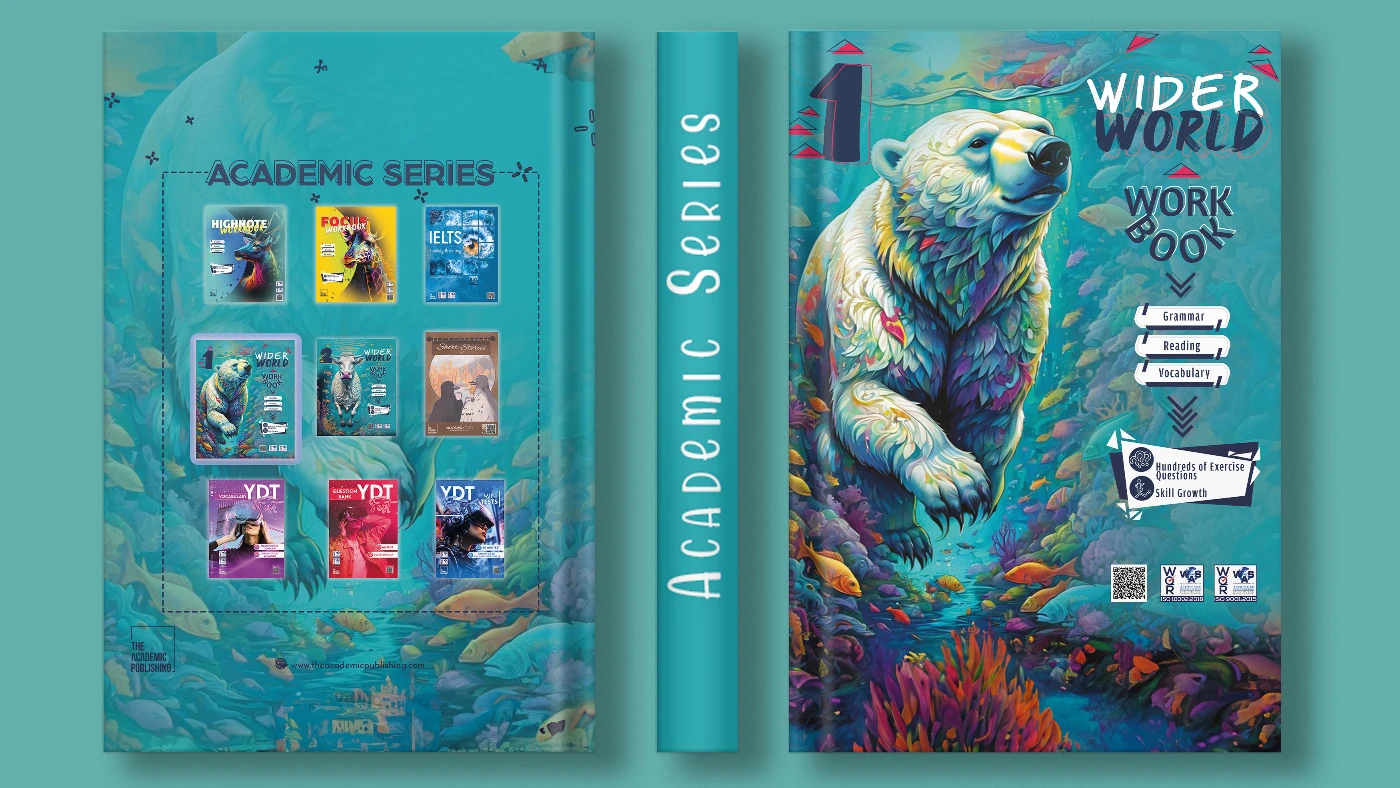 Wider World eğitim kitabı kapak tasarımı