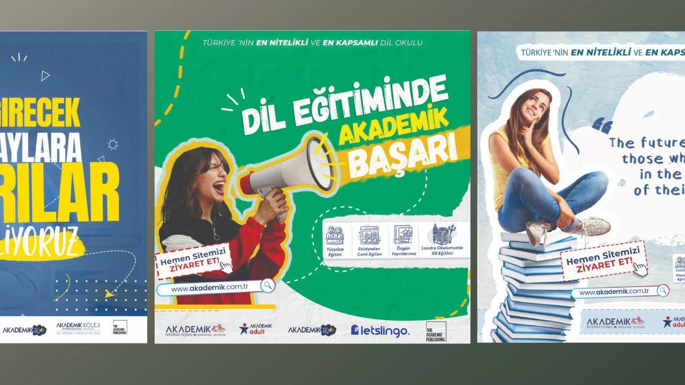 Akademik dil eğitimi sosyal medya carousel tasarımları