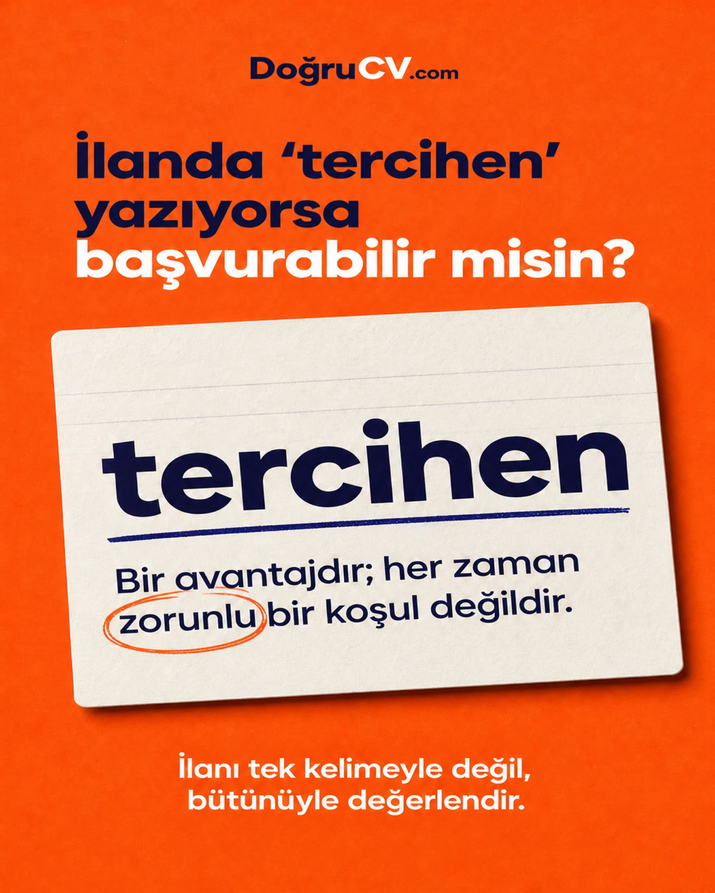 DoğruCV tercihen ifadesi sosyal medya paylaşımı